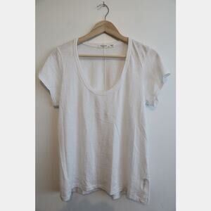 Rag & Bone New York Women's U-neck White T- Shirt Large 100% Pima Cotton NWOT